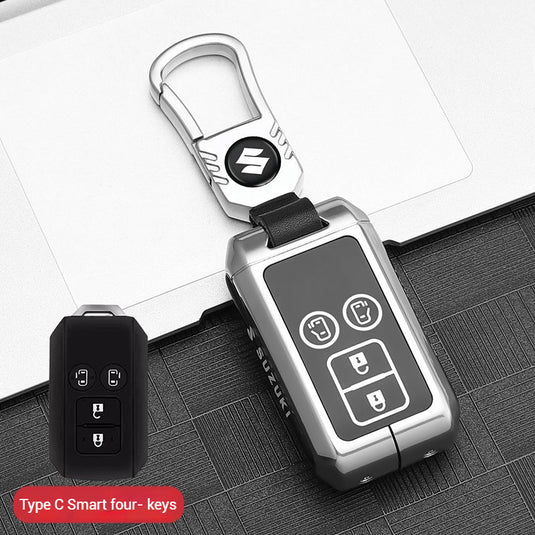 Suzuki Zinc Alloy + Silicone Car Key Fob Case Cover For Dzire, Ertiga, Vitara, Brezza, Baleno, Hustler, Jimny