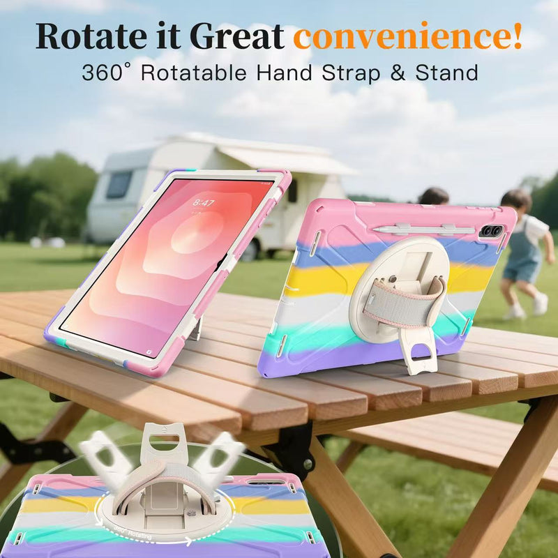 Load image into Gallery viewer, Samsung Galaxy Tab S11 Ultra (2025) 14.6&quot; - Heavy Duty 360 Degree Rotate Stand Hand Strap Case With Shoulder Strap
