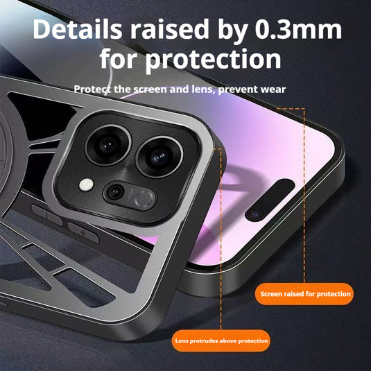 OPPO Find X9/Pro 360° rotation Stand Ice-Cooling Hollow Metal Magnetic Case
