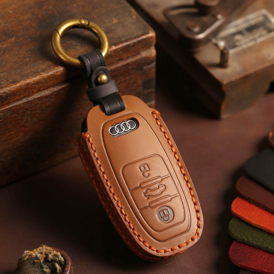 Audi Handcrafted Genuine Leather Car Key Fob Case Cover For A3, A4, A5, A6, A8, Q2, Q5, Q7, Q8, e-tron - i-Station Mobile Phone & Electronic Device Repair and Accessories