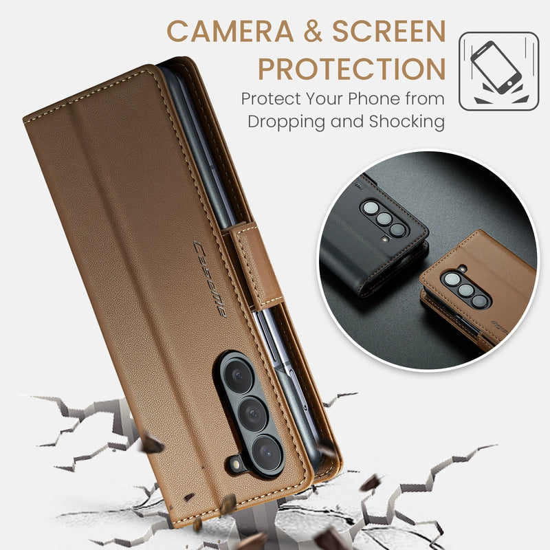 Load image into Gallery viewer, Samsung Galaxy Z Fold 6 (SM-F956) Premium Leather Shockproof Wallet Series Case
