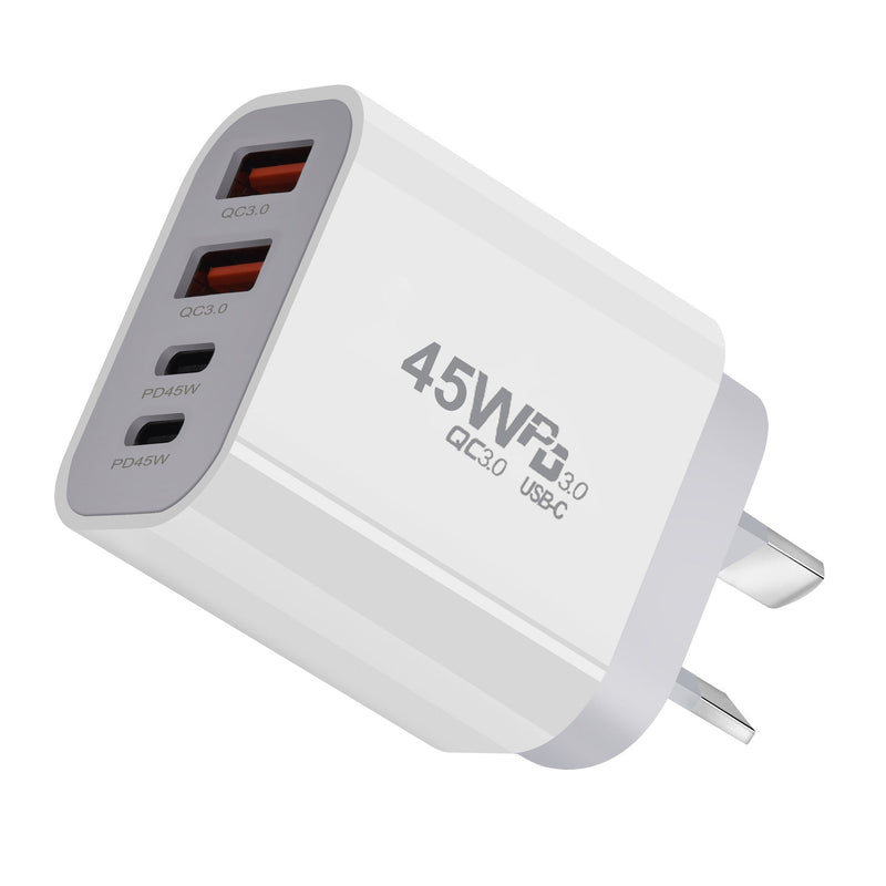 Load image into Gallery viewer, [PT-45W] 45W PD Type-C + QC 3.0 USB 4 Port Wall Travelling Charger Adapter -  (SAA Approved/AU Plug) - i-Station Mobile Phone &amp; Electronic Device Repair and Accessories
