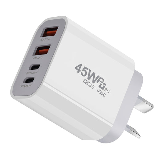 [PT-45W] 45W PD Type-C + QC 3.0 USB 4 Port Wall Travelling Charger Adapter -  (SAA Approved/AU Plug) - i-Station Mobile Phone & Electronic Device Repair and Accessories