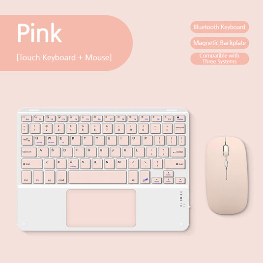 [With Backlit] Magnetic Wireless Bluetooth Touch Keyboard For Phones & Tablets