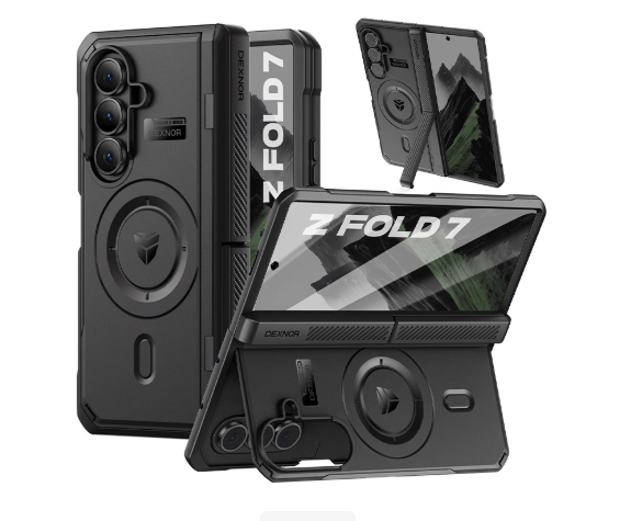 [Dual Kickstands & Front Screen Protector & Zipper Protection] Samsung Galaxy Z Fold7 Dexnor Military-Grade Magnetic Case With Shockproof Hinge Cover - i-Station Mobile Phone & Electronic Device Repair and Accessories