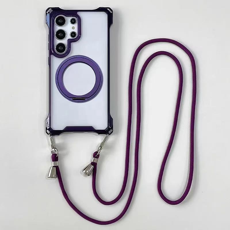 Load image into Gallery viewer, [Four-corner Cutouts] Samsung Galaxy A56 - 360° Rotatable Stand TPU Phone Case With Lanyard
