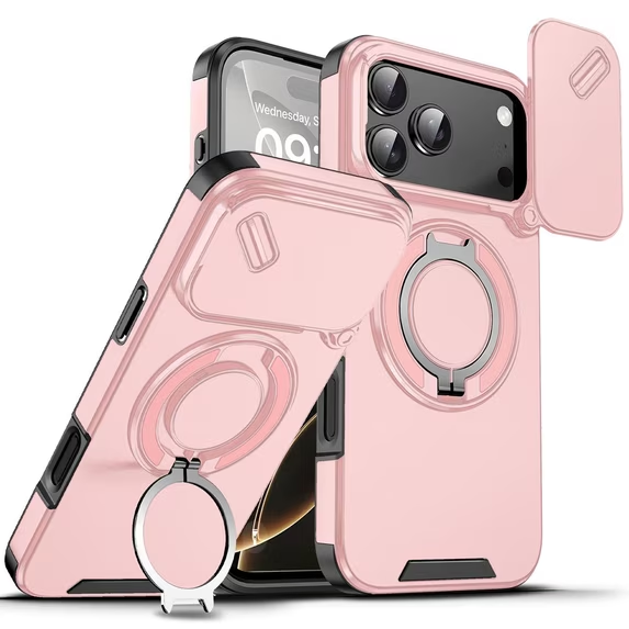 Load image into Gallery viewer, [With Slide Lens Cover] Apple iPhone 17 Pro Max / 18 Pro Max Military-Grade Shockproof Protective Stand Series Case

