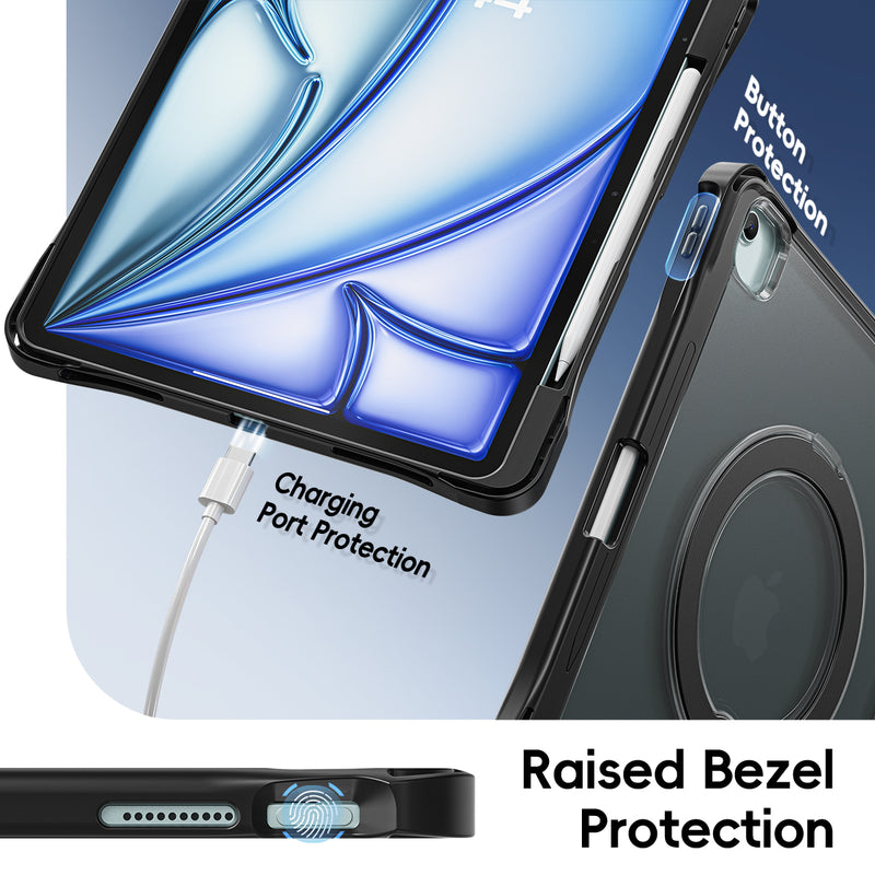Load image into Gallery viewer, [With Pen Slot] Apple iPad Air 13-inch M2/M3/M4 (2024/2025/2026) 360° Rotating Stand Frosted Hard Acrylic Shockproof Cover Case
