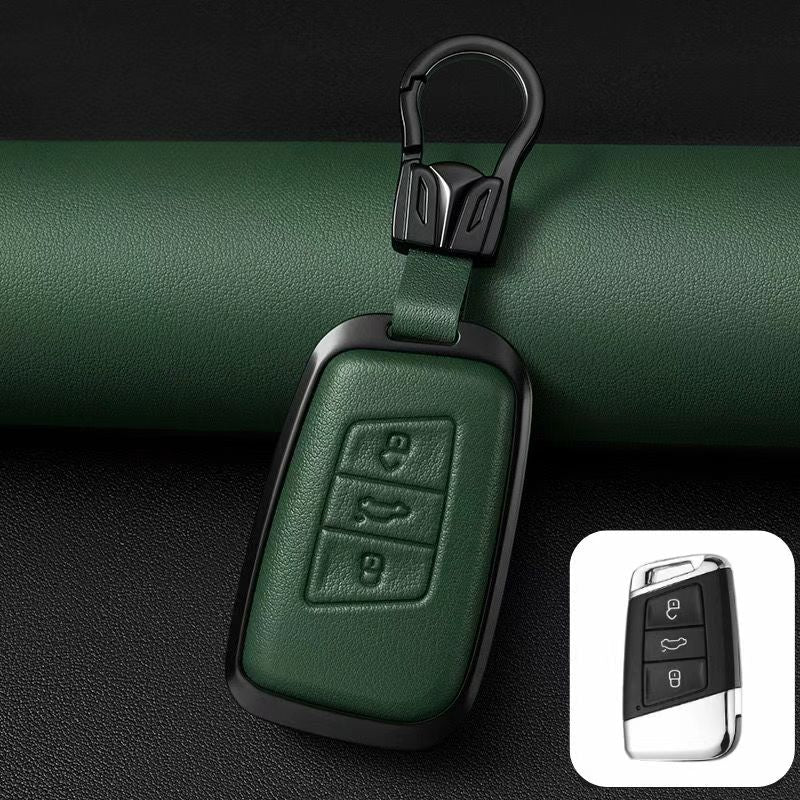 Load image into Gallery viewer, Volkswagen Zinc Alloy + PU Leather Car Key Fob Case Cover For Golf 7, Golf 8, Tiguan, Jetta, Passat, Lamando L, ID.3, ID.4,  ID.5, ID.6
