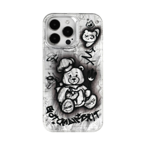 Apple iPhone 14/Pro/Pro Max Electroplated Bear Design Phone Case Shockproof Fashion Series Case