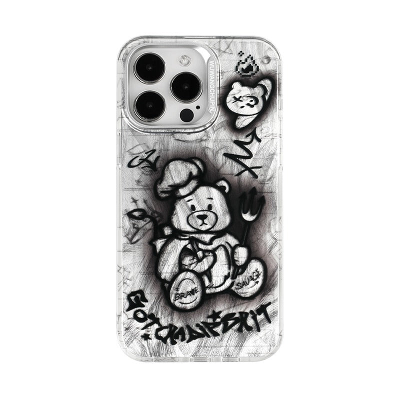 Load image into Gallery viewer, Apple iPhone 14/Pro/Pro Max Electroplated Bear Design Phone Case Shockproof Fashion Series Case
