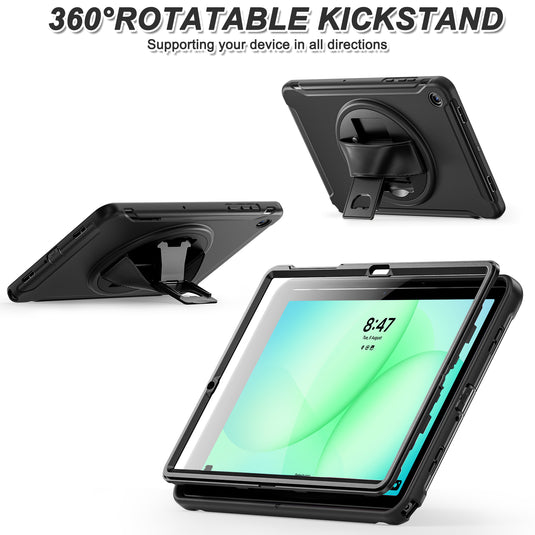 [Built-in Stand] Samsung Galaxy Tab A11 Plus (2025) 11" 360° Rotating Shockproof Rugged with Hand Strap Case