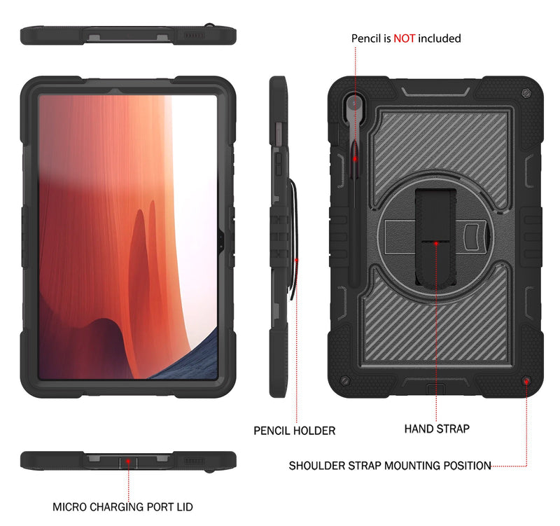 Load image into Gallery viewer, [Built-in Stand] Samsung Galaxy Tab S10 FE Plus (2025) 13.1&quot; - 360 Degree Rotating Shockproof Protection Case With Hand &amp; Shoulder Strap
