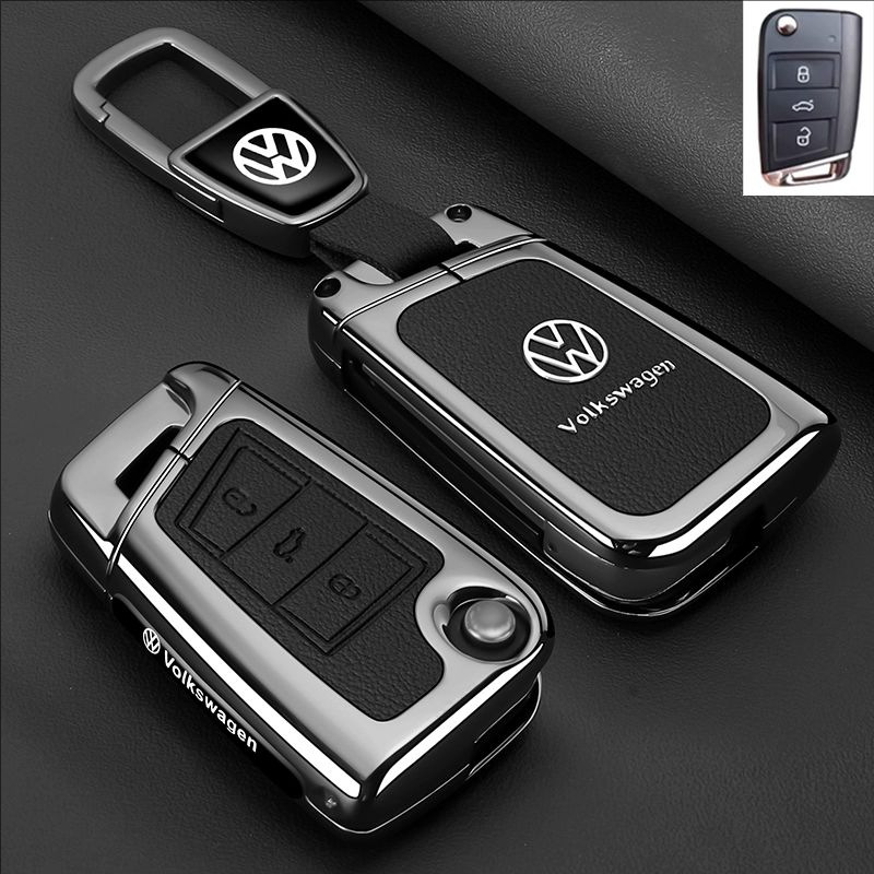 Load image into Gallery viewer, Volkswagen Premium Leather Protection Car Key Fob Case Cover For Lavida, Polo, Lamando L, Passat, ID.3, T-Cross, ID.4 X, Tiguan X
