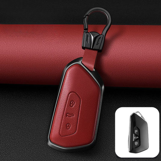 Volkswagen Zinc Alloy + PU Leather Car Key Fob Case Cover For Golf 7, Golf 8, Tiguan, Jetta, Passat, Lamando L, ID.3, ID.4,  ID.5, ID.6