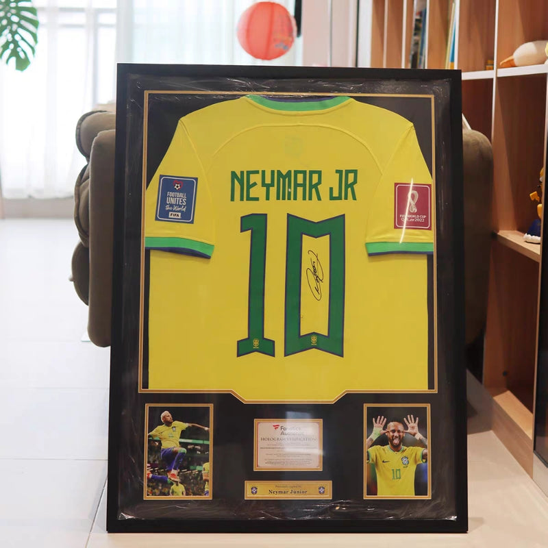Load image into Gallery viewer, Neymar Brazil Framed Jersey Display (60×80cm) – Facsimile Signature Edition - i-Station Mobile Phone &amp; Electronic Device Repair and Accessories
