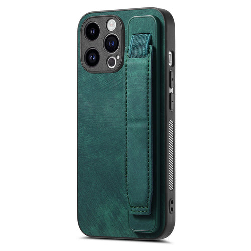 [With Wrist Strap] Apple iPhone 14/Pro/Pro Max/Plus Leather TPU Frame Full-Protection Shockproof Essentials Series Case