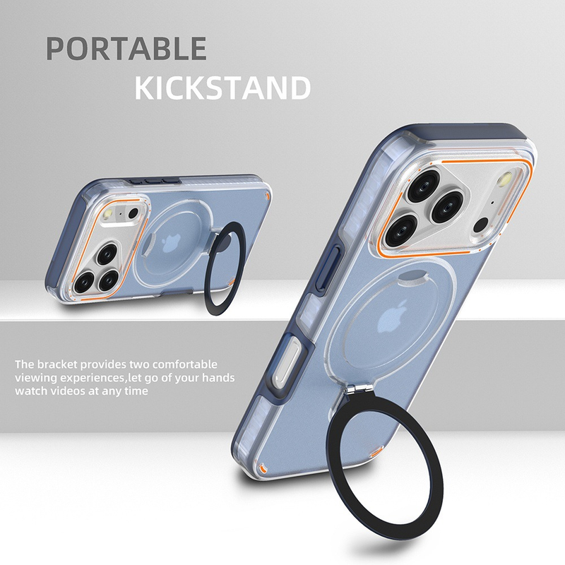 Load image into Gallery viewer, [Built-in Metal Ring Stand][Magsafe Compatible] Apple iPhone 17/Air/Pro/Pro Max Transparent Full-Body Shockproof Phone Case
