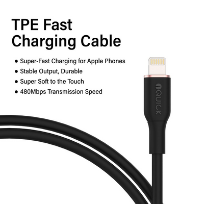 iQuick PowerWire 1 Series TPE Charging Data Cable USB to iP 2m - i-Station Mobile Phone & Electronic Device Repair and Accessories
