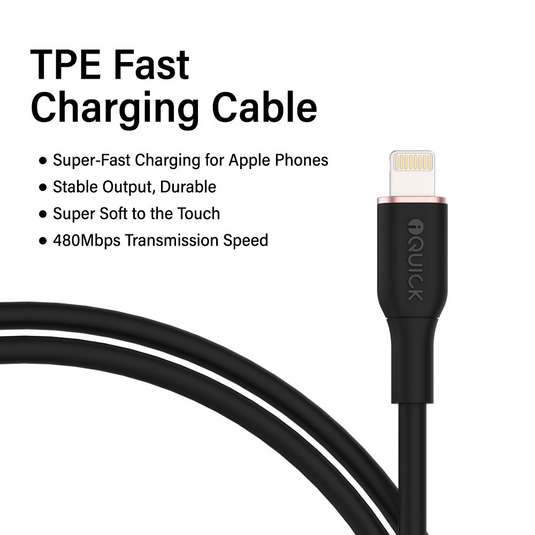 iQuick PowerWire 1 Series TPE Charging Data Cable USB to iP 2m
