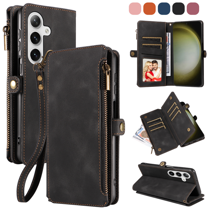 Load image into Gallery viewer, [Built-in Card Slot][With Strap] Samsung Galaxy S25/Plus/Ultra/FE Premium Genuine Leather Wallet Protective Case - i-Station Mobile Phone &amp; Electronic Device Repair and Accessories
