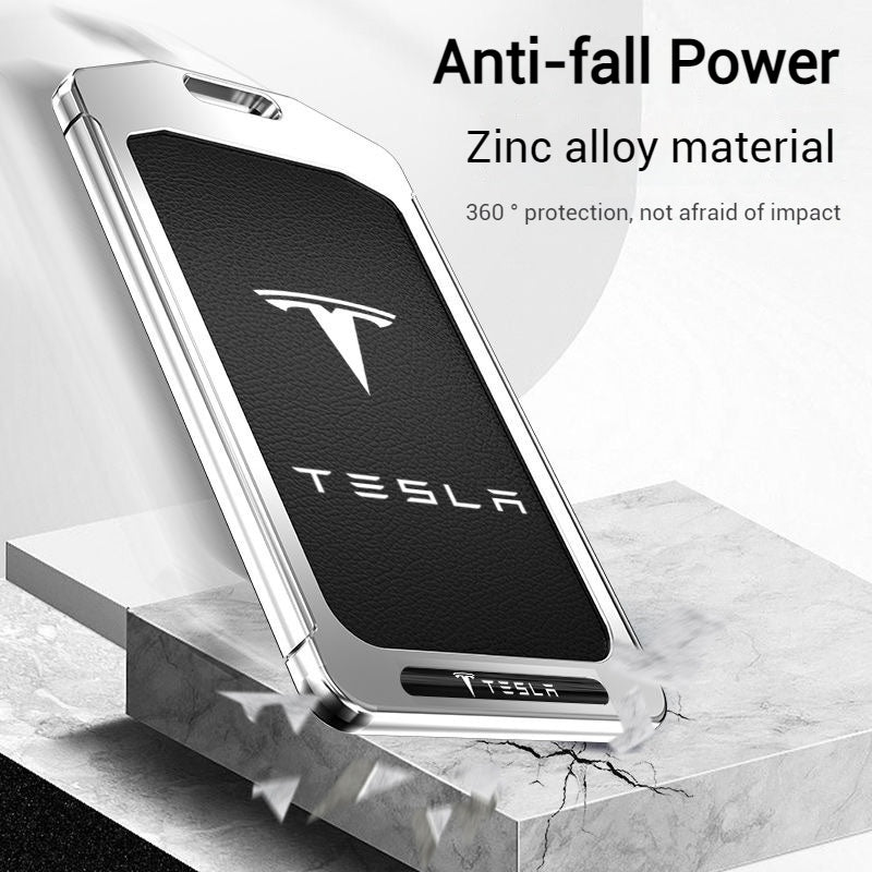 Load image into Gallery viewer, Tesla Alloy-Framed Leather Card Key Case for Model 3 &amp; Model Y - i-Station Mobile Phone &amp; Electronic Device Repair and Accessories
