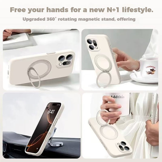 [Magsafe Compatible] OPPO Find X9/Pro - Premium 360° Magnetic Rotatable Stand Liquid Silicone Case with Braided Lanyard