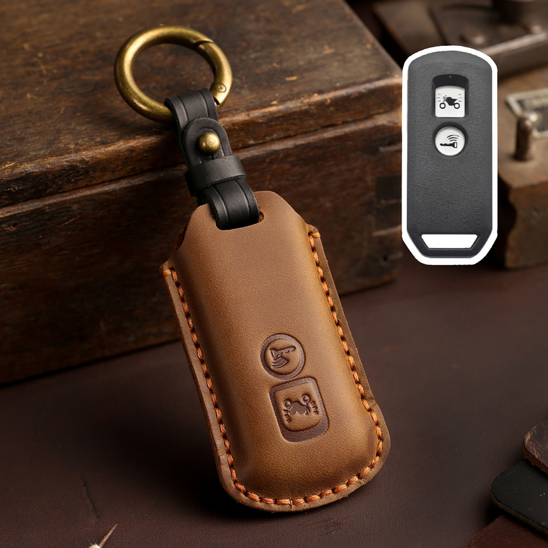 Load image into Gallery viewer, Honda Motorcycle Handcrafted Genuine Leather Car Key Fob Case Cover For PCX 125, PCX 150, PCX 160, ADV 150, ADV160, SH 125i, SH150i, Forza 300, Forza 350

