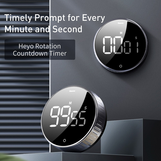 Baseus Heyo Rotation Countdown Timer Black - i-Station Mobile Phone & Electronic Device Repair and Accessories