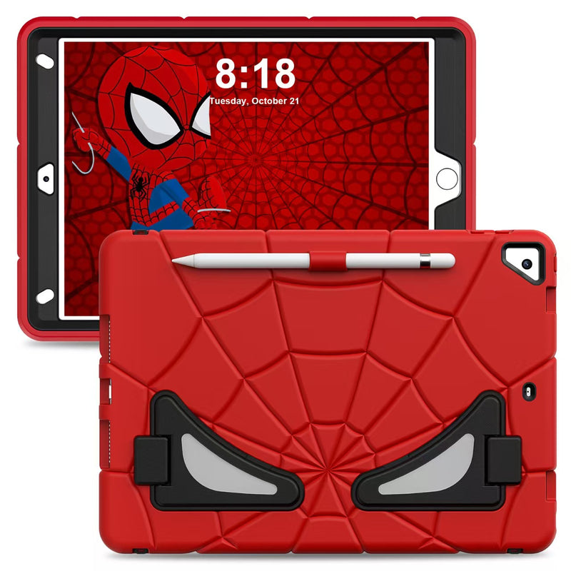 Load image into Gallery viewer, [Built-in Stand][With Card Slot] Apple iPad 7/8/9 10.2&#39;&#39; 7/8/9th Gen (2019/2020/2021) Spiderman Cartoon Kids Full-cover Silicone Shockproof Case
