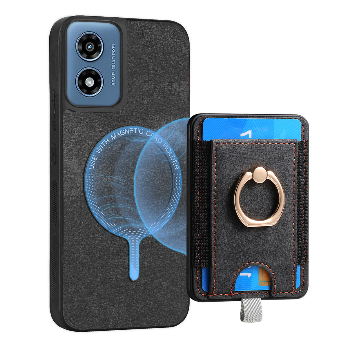 [With Ring Bracket][Detachable] Motorola Moto Edge 50 Fusion Shockproof Wallet Series Case With Card Slot - i-Station Mobile Phone & Electronic Device Repair and Accessories
