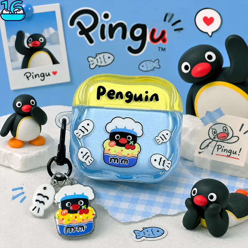 Load image into Gallery viewer, Apple AirPods 5 Cute Penguin Silicone Color-Block Design Protective Cover
