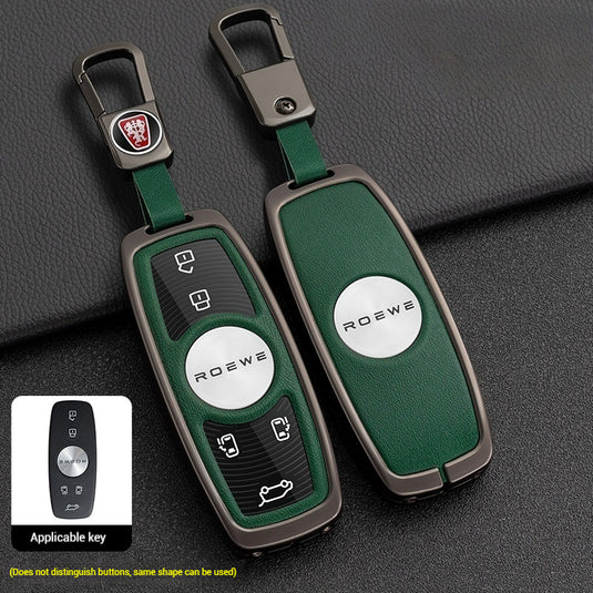 Roewe Zinc Alloy + Leather Car Key Fob Case Cover For Ei5, ERX5, eRX5, MARVEL X, i6, iMAX8