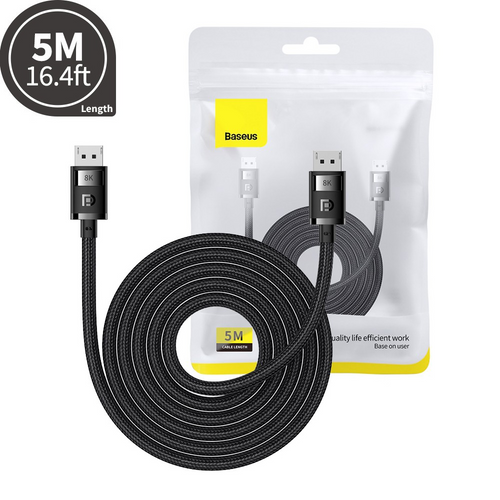 Baseus High Definition Series DP 8K to DP 8K Adapter Cable 5M - Cluster Black
