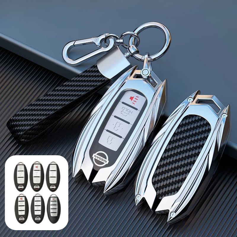 Load image into Gallery viewer, Nissan Mecha Style Zinc Alloy Car Key Fob Case Cover For Pathfinder, X-Trai, Teana, Qashqai, Tiida, Sylphy, Murano, Lannia
