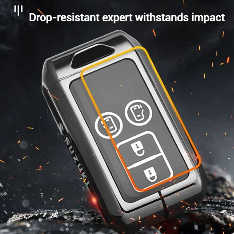 Load image into Gallery viewer, Suzuki Zinc Alloy + Silicone Car Key Fob Case Cover For Dzire, Ertiga, Vitara, Brezza, Baleno, Hustler, Jimny
