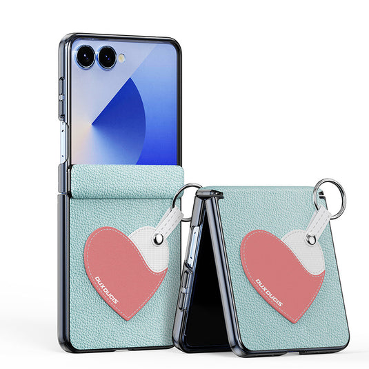 [With Lanyard]  Samsung Galaxy Z Flip7 PU Leather Foldable Protective Case