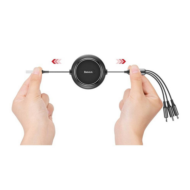 Load image into Gallery viewer, Baseus Golden Loop Retractable 3 in 1 USB Cable 3.5A (35cm-120cm)
