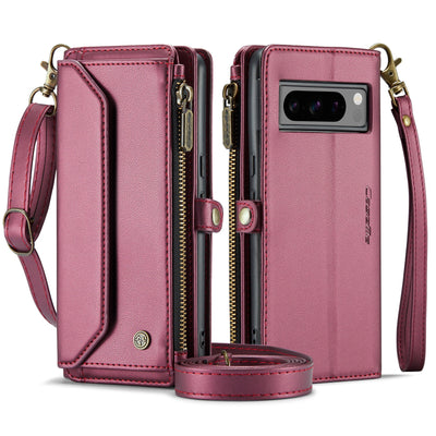 [Magsafe Compatible] Google Pixel 7A - Zipper Style Crossbody PU Leather Wallet Series Stand Case With Lanyard - i-Station Mobile Phone & Electronic Device Repair and Accessories