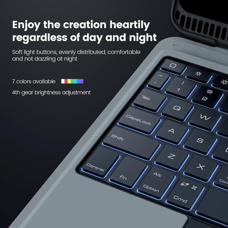 Load image into Gallery viewer, [Detachable][Built-in Slide Lens Cover] Apple iPad Pro 12.9-inch 3rd/4/5/6th Gen (2018/2020/2021/2022) Nillkin Magnetic Rugged Stand Keyboard Case With Backlit
