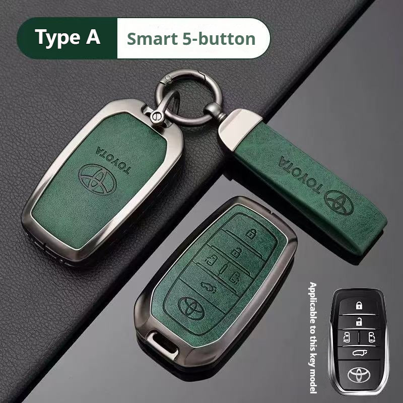 Load image into Gallery viewer, Toyota Zinc Alloy + PU Leather Car Key Fob Case Cover For Camry, RAV4, Highlander, Prado, Crown
