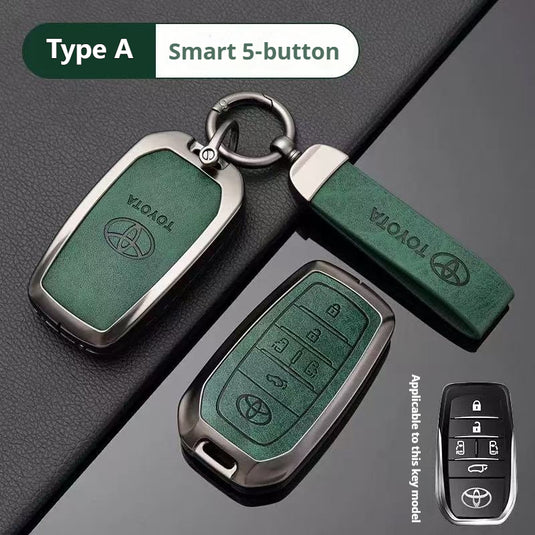 Toyota Zinc Alloy + PU Leather Car Key Fob Case Cover For Camry, RAV4, Highlander, Prado, Crown
