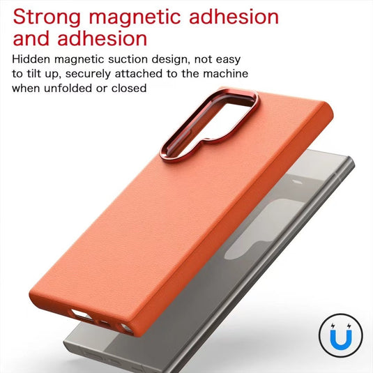 [Magsafe Compatible] Samsung Galaxy S24 & Plus & Ultra - Full Covered Leather Magnetic Shockproof Case