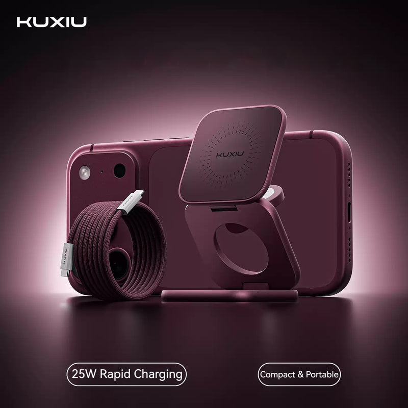 Load image into Gallery viewer, KUXIU X40 Turbo 25W Qi2.2 Magnetic 3-in-1 Foldable Wireless Charger for iPhone, Apple Watch &amp; AirPods - i-Station Mobile Phone &amp; Electronic Device Repair and Accessories

