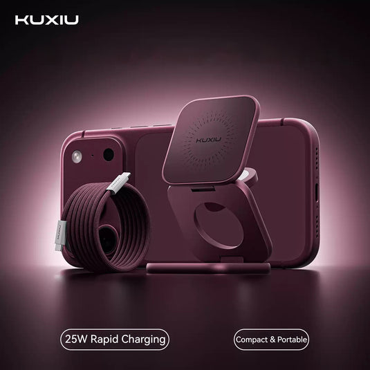 KUXIU X40 Turbo 25W Qi2.2 Magnetic 3-in-1 Foldable Wireless Charger for iPhone, Apple Watch & AirPods - i-Station Mobile Phone & Electronic Device Repair and Accessories
