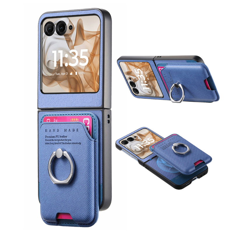 [With Magnetic Card Holder] Motorola Moto Razr 40/Ultra Anti-drop Protective Flip Stand Case - i-Station Mobile Phone & Electronic Device Repair and Accessories