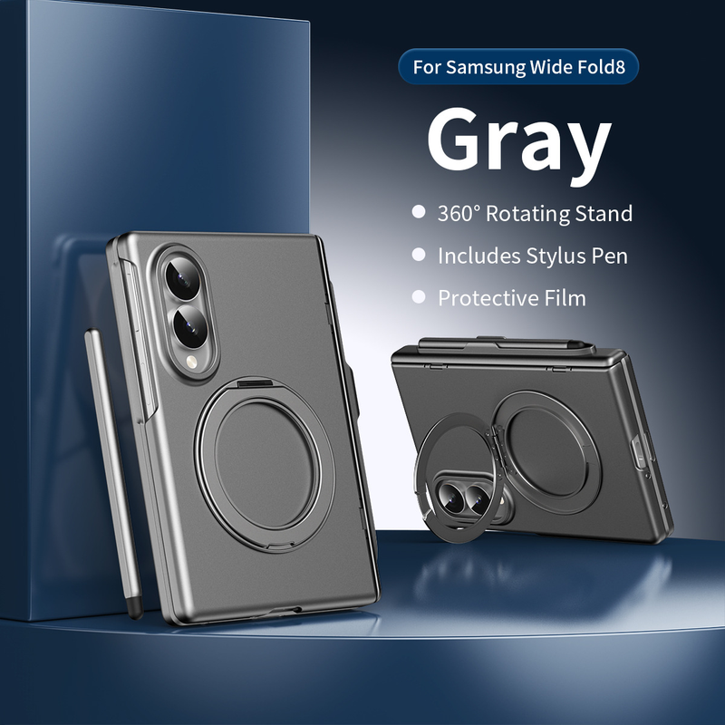 Load image into Gallery viewer, [With Front Screen Protector &amp; Stylus Holder] Samsung Galaxy Z Fold 8 (SM-F971) - 360° Rotating Matte Hard Shell Case with Stand
