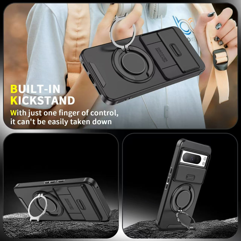 Load image into Gallery viewer, [Built-in Ring Bracket][With Lens Slide Cover] Google Pixel 8 Pro/A Shockproof Heavy Duty Series Case
