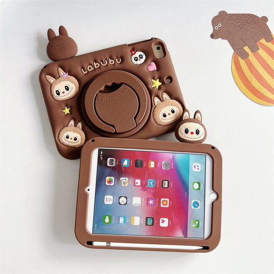[Built-in Ring Holder][With Pen Slot] Apple iPad Air 4/5 10.9'' 4/5th Gen (2020/2022) Labubu Cartoon Silicone Anti-Drop Protective Case