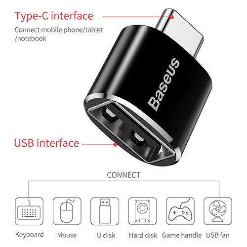 Load image into Gallery viewer, Baseus Mini USB Female to Type-C Male Adapter Converter Black
